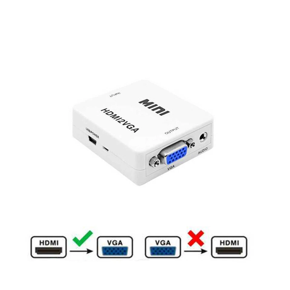 ADATTATORE MINI CONVERTITORE DIGITALE HDMI VGA ANALOGICA AUDIO JACK 3.5MM E-012 - Immagine 1 di 2
