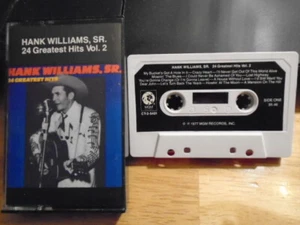 RARE OOP Hank Williams Sr CASSETTE TAPE 24 Greatest Hits Vol 2 PAPER LABELS 1977 - Picture 1 of 2