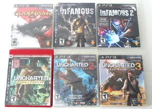 PlayStation 3 PS3 Action Adventure Games Lot Uncharted Infamous 1 and 2 God War - Picture 1 of 24