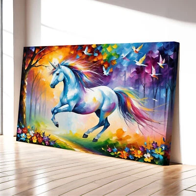 Unicorn #3 Canvas Wall Art Print Abstract Painting Decor - Image 1 of 4