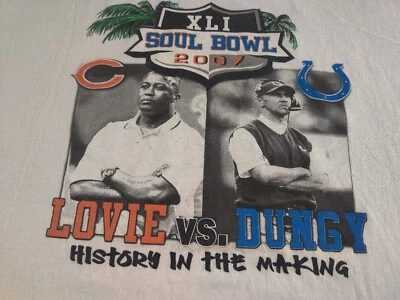XLI Soul Bowl 2007 Mens T Shirt 2X Lovie VS Dungy History in the making Jerzees - Image 1 of 4