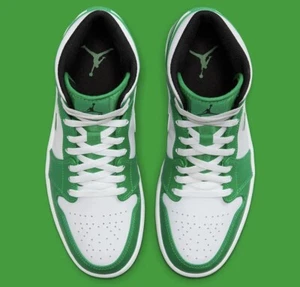 BRAND NEW Nike Air Jordan 1 Mid Shoes Lucky Green White Men's Size 13 DEADSTOCK - Picture 1 of 19