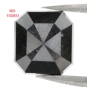 2.20 CT Natural Loose Emerald Shape Diamond 7.95 MM Black Color Diamond QL3083 - Picture 1 of 8