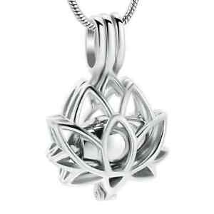 Silver Lotus Flower Jewellery Cremation Memorial Urn Pendant Ashes Necklace - UK
