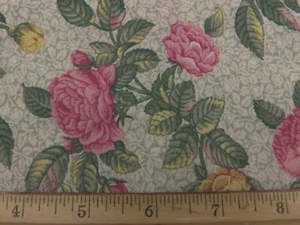 Large Floral Motifs on Small Leaf Background/Unbranded/1yd./New/100% Cotton - Picture 1 of 2