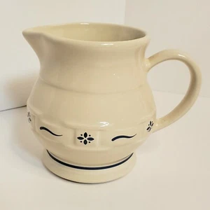 Longaberger Pottery Classic Blue Woven Traditions 1qt 5.5" Juice Milk Pitcher - Picture 1 of 4