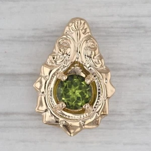 Old Victorian 0.50ct Peridot Slide Bracelet Charm 14k Yellow Gold Vintage - Picture 1 of 5