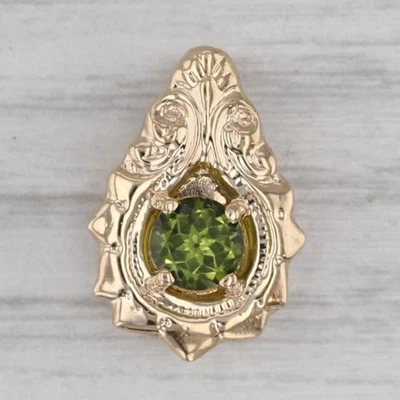 Old Victorian 0.50ct Peridot Slide Bracelet Charm 14k Yellow Gold Vintage - Image 1 of 4
