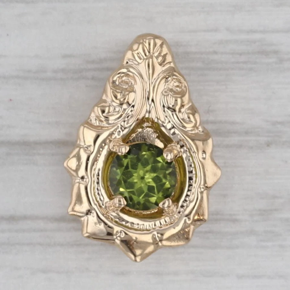 Old Victorian 0.50ct Peridot Slide Bracelet Charm 14k Yellow Gold Vintage - Image 1 of 4