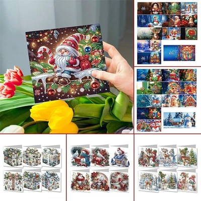 12PCS DIY Christmas Cards Diamond Painting Greeting Cards 5D Diamond Embroidery - image 1 of 4