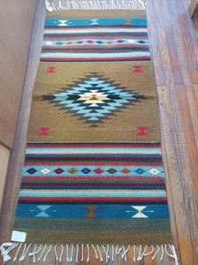 Zapotec Tappeto di lana intrecciato a mano; 30"x60"; ZAP9-2-6 - Foto 1 di 2