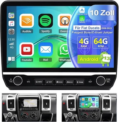 Für Fiat Ducato 2006-2023 10" Android 13 Autoradio Apple Carplay GPS BT WIFI 64G - Bild 1 von 4