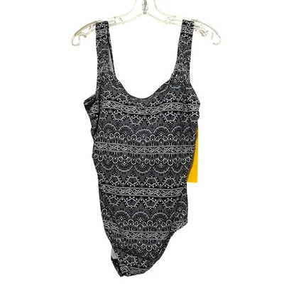 Robby Len Womens One Piece Swimsuit Size 16 Black and White Beach Pool Cruise - Image 1 of 4