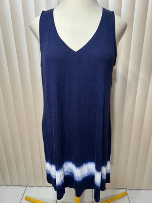 Alfani Sleeveless Nightgown XXL V Neck Relax Lounge Sleep Dress PJs Navy Tie Dye - Image 1 of 4
