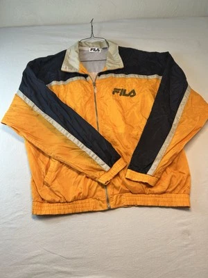 VINTAGE FILA Orange Navy Windbreaker Full Zipup Jacket With Pockets Size  XL - Image 1 of 4