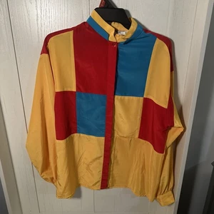 Vintage Serge Nancel Damen Bluse Langarm Hemd mit Knopfleiste 44 Made in France - Bild 1 von 4