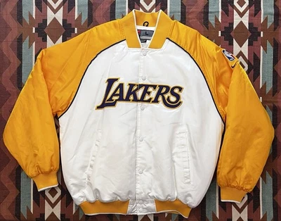 Chaqueta de bombardero satinada vintage NBA Nike Los Angeles Lakers talla grande hecha en Corea Foto 1 de 4