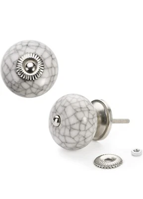 FURNIWARE Ceramic Door Knobs, 12 Pcs 40mm Crackle Round Knobs, Ceramic Door - Image 1 of 4