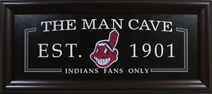 Cleveland Indians Man Cave Sign Framed Embroidered Team Emblem 2008 - Picture 1 of 1