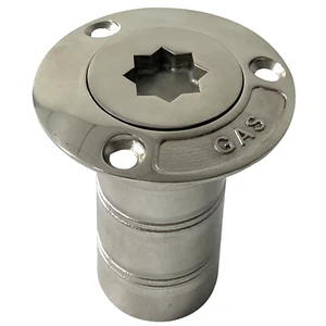Marine 38mm Deck Filler “GAS” Thru Hull Stainless Steel Hardware Top Plum Shape - Foto 1 di 5