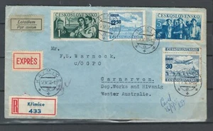 CZECHOSLOVAKIA EXPRESS REGISTERED POSTAL USED COVER TO AUSTRALIA LOT (CESK 750) - Picture 1 of 2