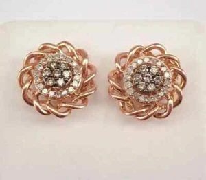 1Ct Lab Created Chocolate Diamond Wedding Stud Earrings 14K Rose Gold Plated - Picture 1 of 4