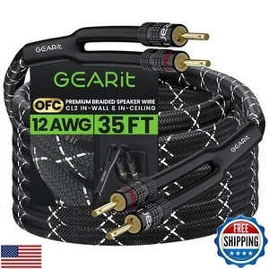 GearIT 12AWG Speaker Cable Wire with Gold-Plated Banana Tip Plugs (35 Feet) i - Picture 1 of 5