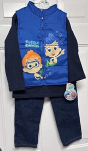 Nickelodeon Bubble Guppies Boys 3 Piece Outfit Size 5T Puffer Vest Jeans NWT - Picture 1 of 7