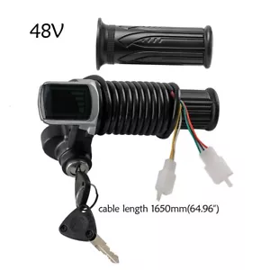 Universal 48V Half Twist Throttle Grips w/ Electric Key Switch Power indicator - Picture 1 of 8