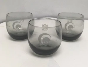 Set 3 bicchieri vintage anni 70 LA Los Angeles Rams NFL calcio fumè 3" - Foto 1 di 5