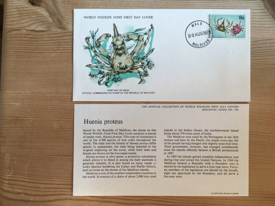 MALDIVES 1978 FDC WWF 104 SPIDER CRAB - Image 1 of 1