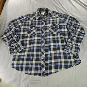 Wrangler Shirt Men Extra Large Plaid Western Pearl Snap Wrancher Flannel Shacket - Picture 1 of 11