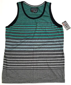 Striped Tank Top T-shirt Sleeveless Vest Tops Adult Men's MEDIUM Green Gray NWT - Picture 1 of 2