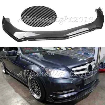 For Benz C200 C230 C250 C300 Carbon Fiber Front Bumper Lip Kit Spoiler Splitter - Image 1 of 4