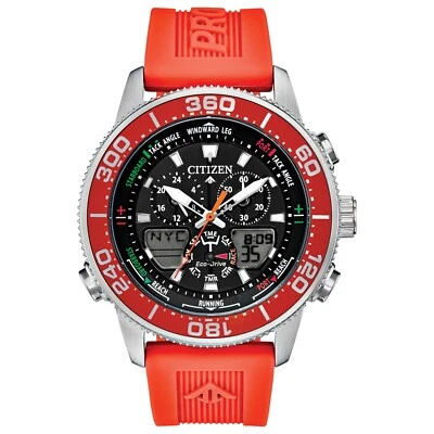 Citizen Men's Sea Chronograph Quartz Orange Polyurethane Watch 44 MM JR4061-00F - Image 1 of 2
