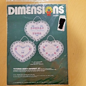 Vintage Dimensions Crewel Victorian Hearts Christmas Ornament Set Kit 8049 NEW - Picture 1 of 4