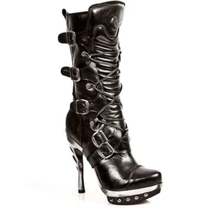 NEWROCK M.PUNK001 C1 Black EXCLUSIVE New Rock Punk Gothic Boots - Womens - Picture 1 of 8