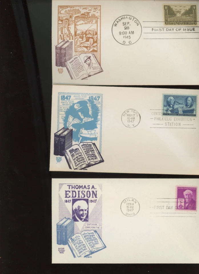 US FIRST DAY COVER 1945 1946 1947  BI COLOR CRAFT CACHET FDC 13 in auction mb30 - Image 1 of 4