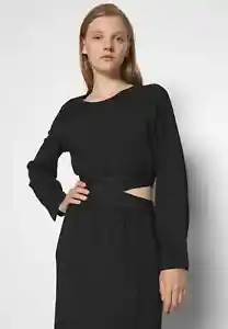 HUGO BOSS DEDAGA Dress MIDI cut out in Black UK Size 12 Brand New RRP 389.99 - Picture 1 of 12