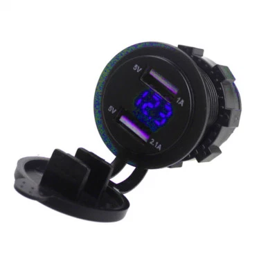 Зарядное устройство USB 3,1 А синий светодиодный вольтметр для Yamaha Road Royal Star V-Star YZF R1 R6 - Изображение 1 из 3