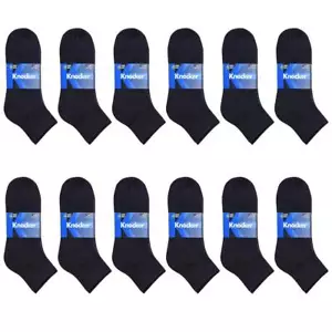 12 Pack Knocker Athletic Sports Cotton Solid Black Tobillo Calcetines Tamaño 10-13 - Imagen 1 de 1