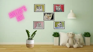 Katzengemälde - lustige Gesichter 5-teilig (Set) - Bild 1 von 14