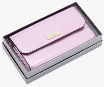 Kate Spade Kenzie Medium Flap Wristlet Patent Wallet Quartz Pink KJ015 NWT $199F - Image 1 of 4
