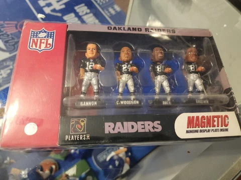 OAKLAND RAIDERS “Silver & Black Club” EXCLUSIVE 3” Mini Bobblehead Set NIB! Cover