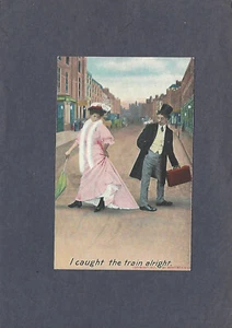 VINTAGE BAMFORTH NEUHEIT ANSICHTSKARTE - ICH HABE DEN ZUG IN ORDNUNG ERWISCHT - Bild 1 von 2