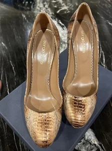 Sergio Rossi Plateau High Heels Schuhe Schlangenleder sexy Bronze und schwarz Größe 39 - Bild 1 von 5