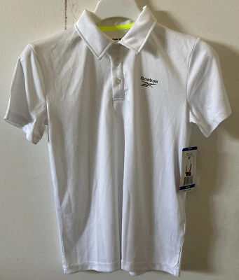 全新带标签 / Reebok Youth 男孩纯色白色短袖 Polo 衫 10/12 码 — 第 1/4 张图片