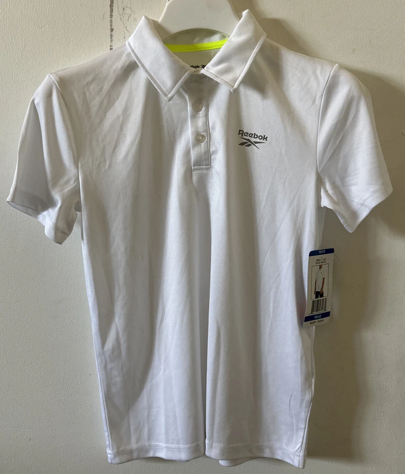 Reebok Youth Boys Polo Shirt Size 14/16 Large Gray Short Sleeve 
