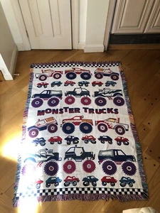 1990's MONSTER TRUCK 66 X 48 Cotton THROW BLANKET - Picture 1 of 6