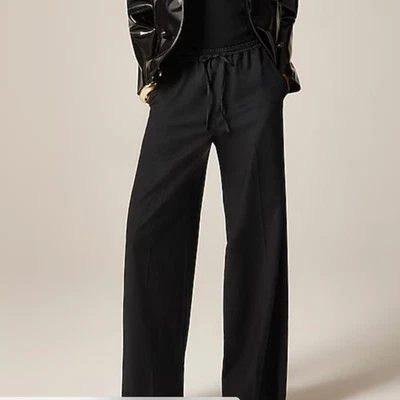 Pantalón J Crew Superwide Stratus en sarga urbana para mujer pantalones negros talla 16 Foto 1 de 4